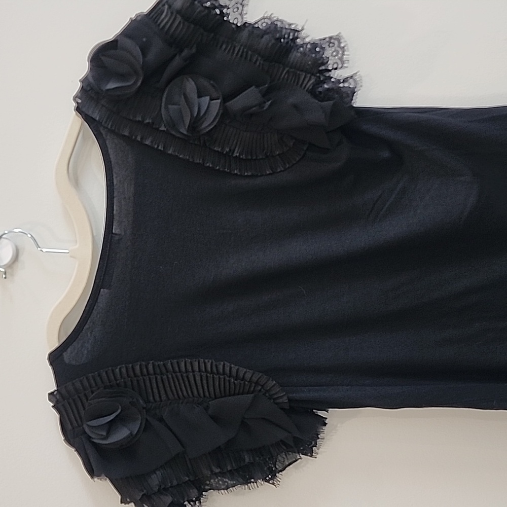 Chic Black Ruffled Women's Blouse - Picture 4 of 4